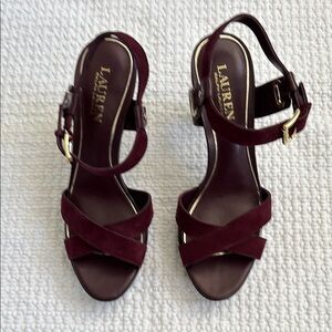Ralph Lauren Burgundy Strappy Heels